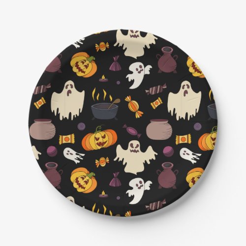 Halloween theme party orange and black paper plates