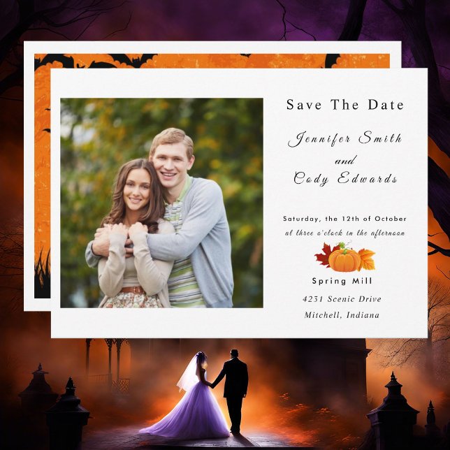 Halloween Theme Photo Wedding Save The Date Invitation (Creator Uploaded)