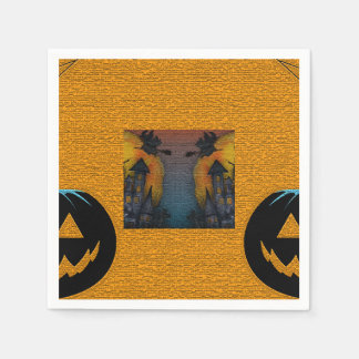 Halloween Theme Pumpkin and Haunted House Napkins