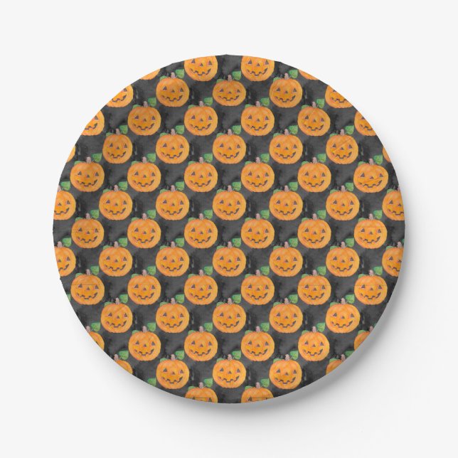 Halloween Theme,Pumpkin Party Paper Plate (Front)
