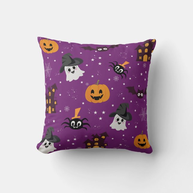 Halloween theme purple seamless pattern  throw pillow (Front)