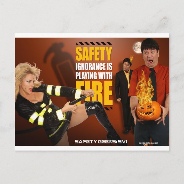 Halloween Theme Safety Geeks Funny Warning Postcard (Front)