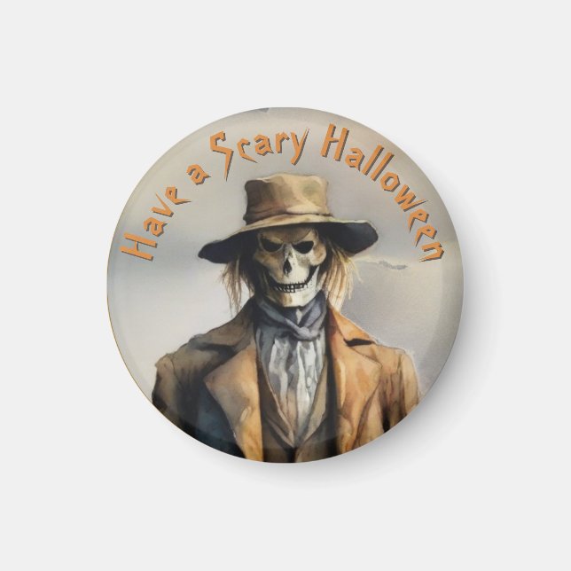 Halloween Theme - Scary Smiling Straw Scarecrow  Magnet (Front)