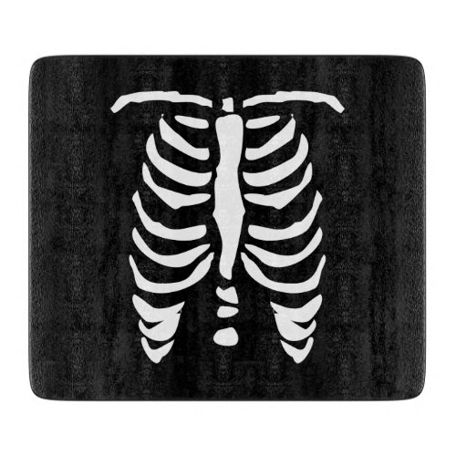 Halloween theme skeleton bones glass cutting board