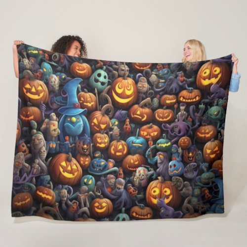 Halloween Theme Spooky Fun Art Fleece Blanket