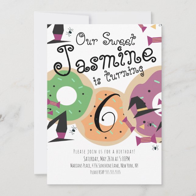 Halloween Theme Sprinkle Donut Candy Birthday  Invitation (Front)