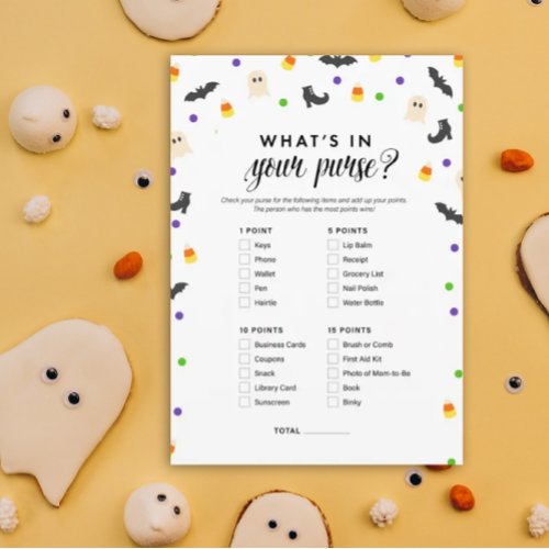 Halloween theme whats in your purse shower game program