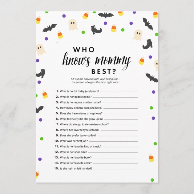 Halloween Who Knows Mommy Best Game Halloween Baby Shower Game Spooky Halloween Witch Baby Shower Games Printable Instant Download C9