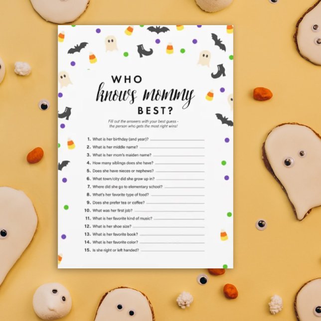 Halloween theme who knows mommy best shower game program (Who knows mommy best - Halloween theme baby shower game)