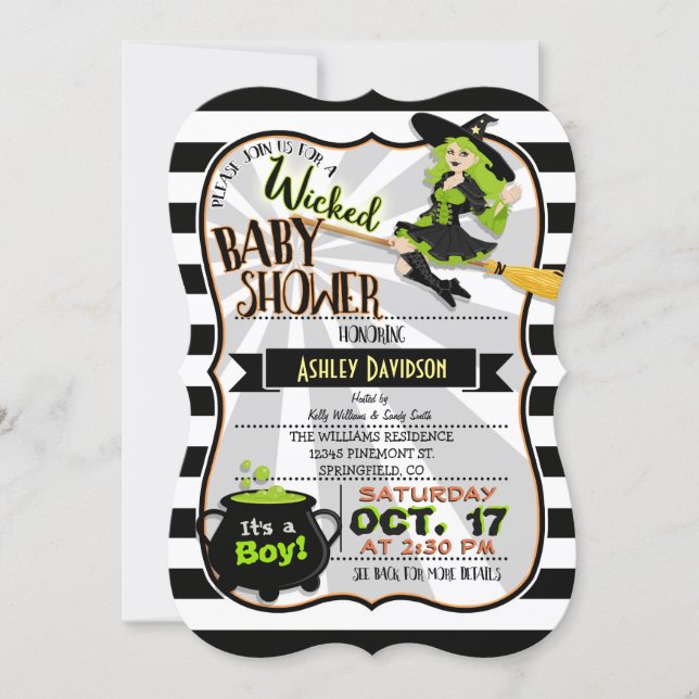 Halloween Theme Witch Baby Shower Invitation (Front)