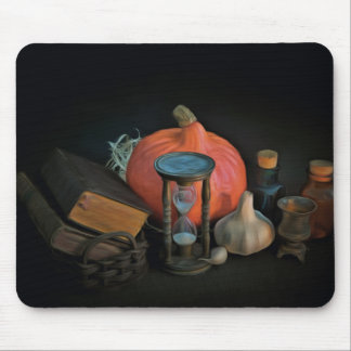 Halloween theme with vintage hourglass mouse pad