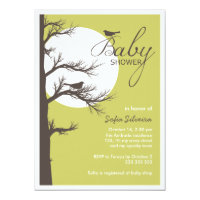 Halloween Themed Baby Shower Bird Tree Silhouette Card