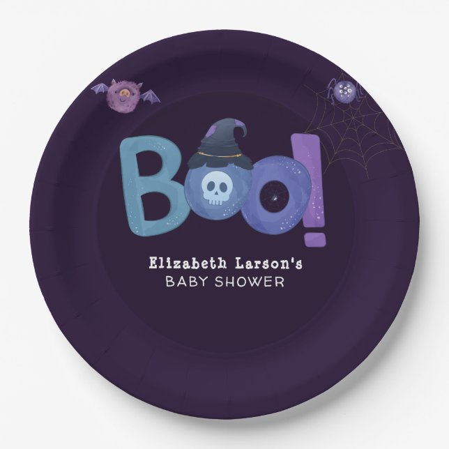 Halloween Themed Baby Shower Cute Party Paper Plates (Front)