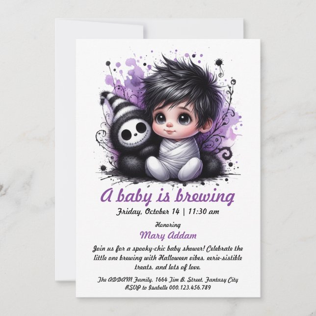 Halloween-themed baby shower invitation (Front)