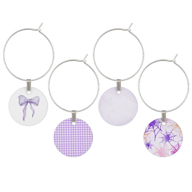 Halloween-themed Baby Shower – Purple Gothic Baby  Wine Charm (Staggered)