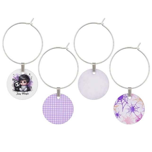 Halloween-themed Baby Shower – Purple Gothic Baby  Wine Charm (Staggered)
