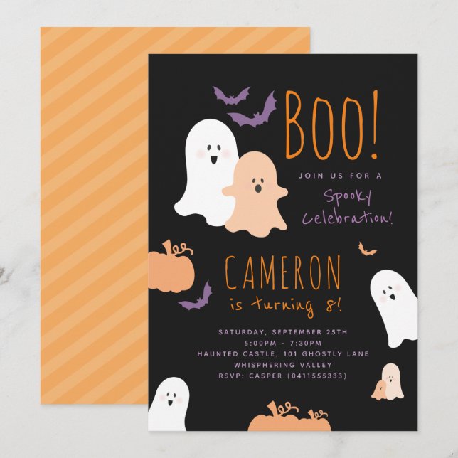 Halloween Themed Birthday Invitation (Front/Back)