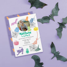 Halloween-themed birthday party invitation
