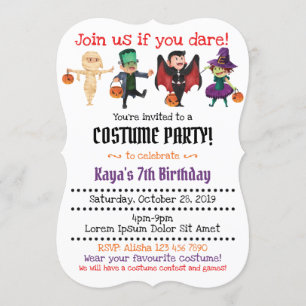 Halloween Themed Birthday Party Invitations