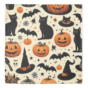 Halloween-Themed Black Cat and Pumpkin Pattern Duvet Cover