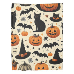 Halloween-Themed Black Cat and Pumpkin Pattern Duvet Cover