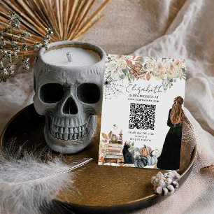 Halloween Themed Bridal Shower Registry QR Code Enclosure Card
