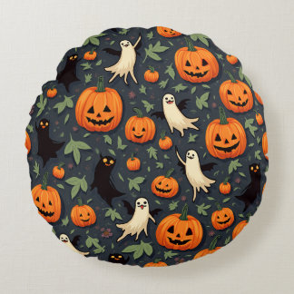 Halloween-themed circular cushion. round pillow