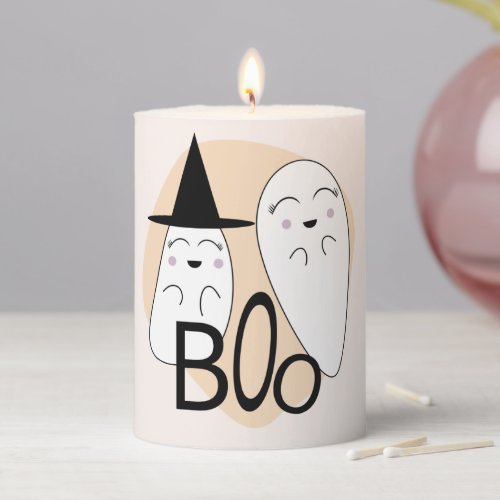 Halloween Themed Decor l Ghosts Boo Pillar Candle