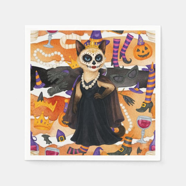 Halloween themed for Cat Lovers with cupcakes Napkins (Front)