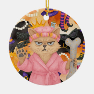 Halloween themed for Siamese Cat Lovers  Ceramic Ornament