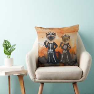 Halloween themed for Siamese Cat Lovers  Throw Pillow