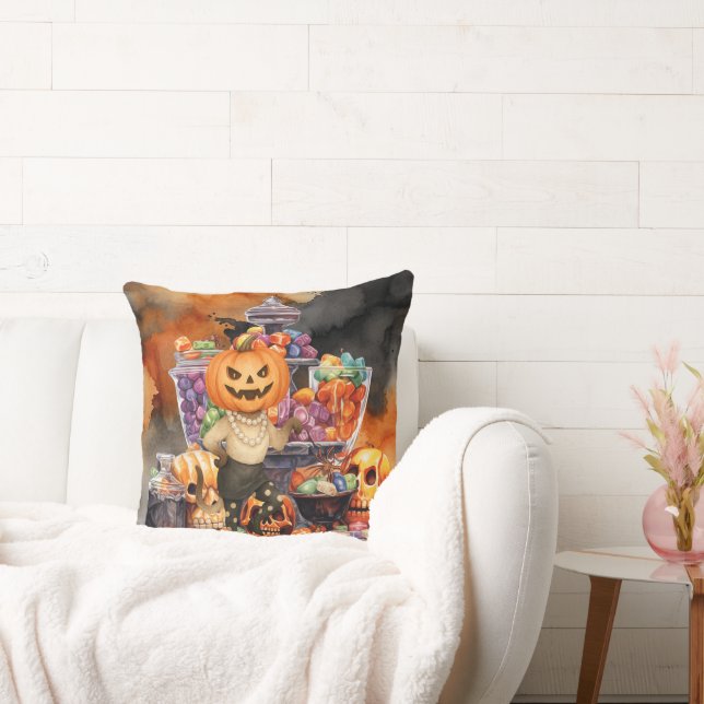 Halloween themed for Siamese Cat Lovers  Throw Pillow (Couch)