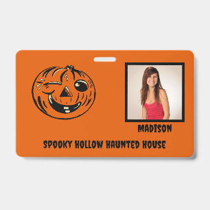 Halloween Themed Haunted House Photo Badge