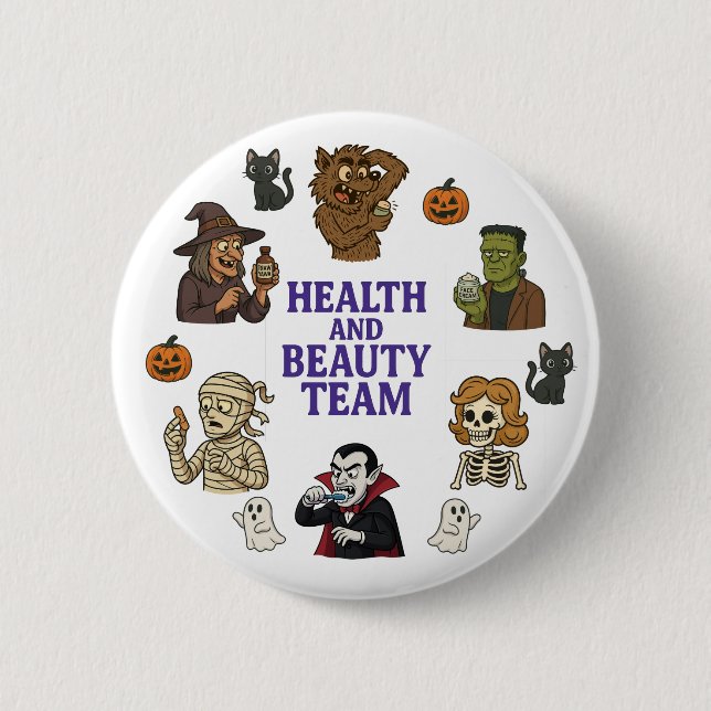 Halloween Themed Health and Beauty Button (Front)