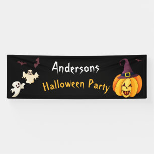 Halloween Themed Party Personalized Family Name Banner