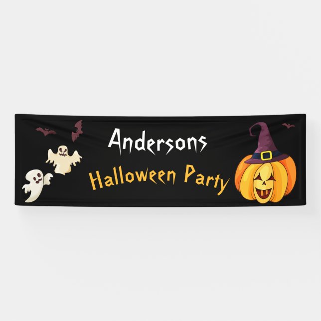 Halloween Themed Party Personalized Family Name Banner (Horizontal)