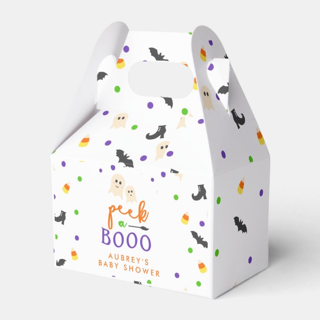 Halloween themed peek a boo baby shower favor boxes (Front Side)
