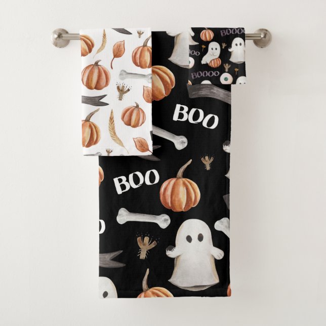 Halloween-themed products bath towel set (Insitu)