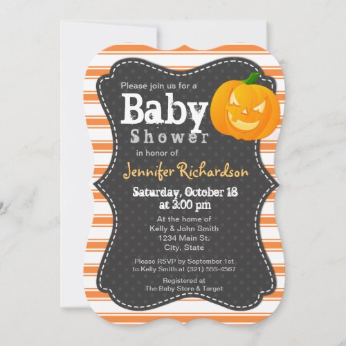 Halloween themed Pumpkin Baby Shower Invitation