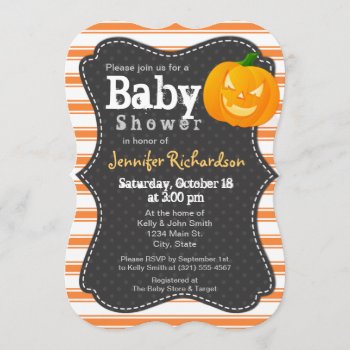 Halloween Themed Pumpkin Baby Shower Invitation by Card_Stop at Zazzle