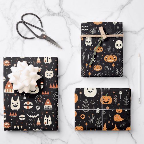 Halloween_Themed Trio Wrapping Paper Set
