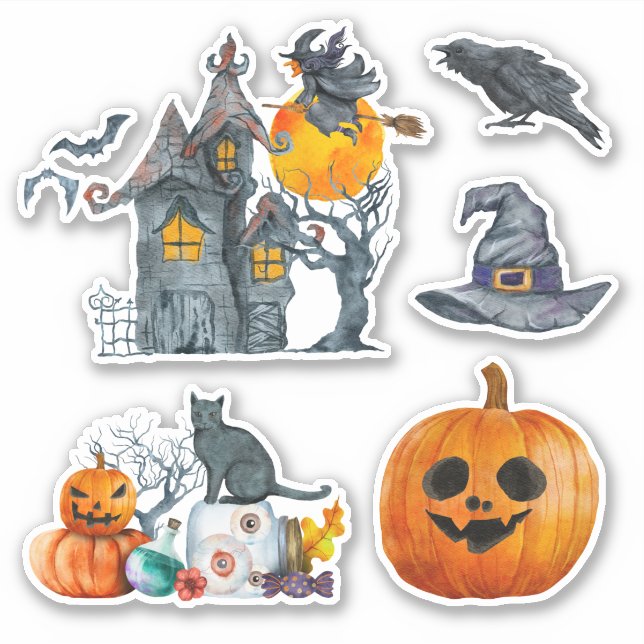 Halloween themed watercolour hand drawn sticker (Front)