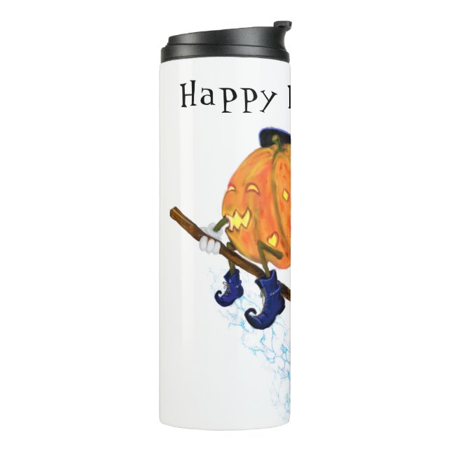 Halloween Thermal Tumbler Witch Pumpkin Flying (Rotated Left)