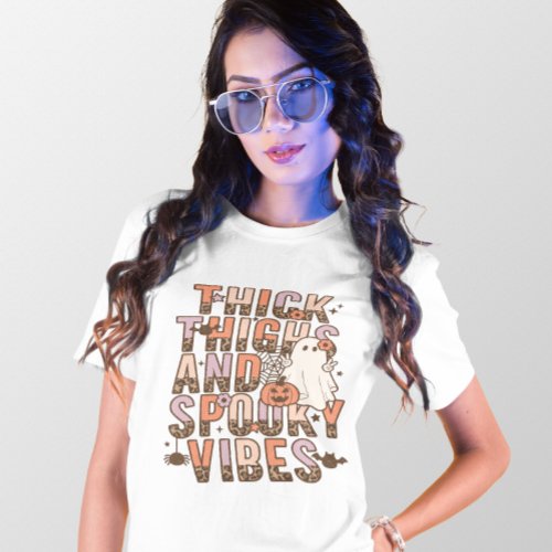 HALLOWEEN THICK THIGHS  SPOOKY VIBES GHOST T_Shirt