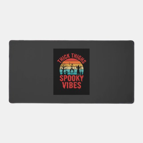 Halloween Thick Thighs Spooky Vibes Skeleton Desig Desk Mat