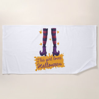 Halloween - This girl loves Halloween Beach Towel