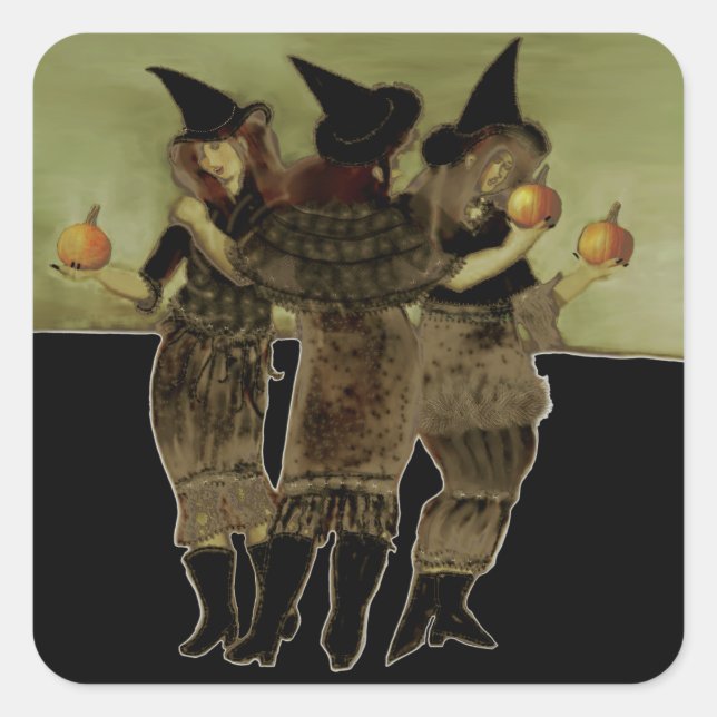 Halloween Three Witches Square Sticker (Front)