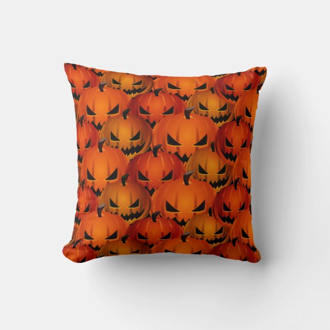 Halloween Throw Pillow-Scary Pumpkins Pillow (Front)