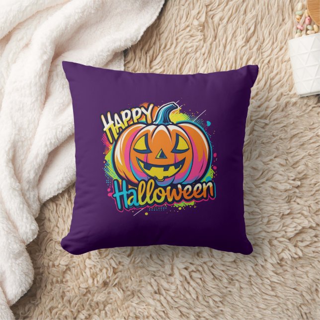 Halloween Throw Pillow – Spooky & Fun Decorative (Blanket)