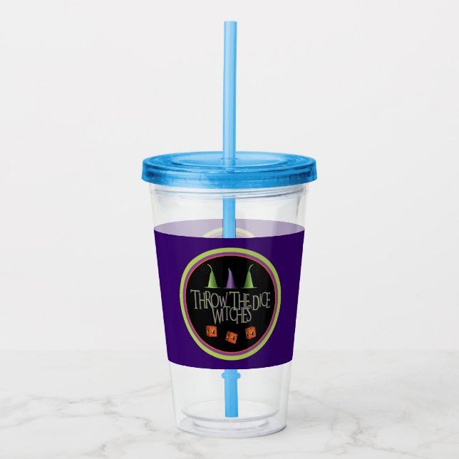 Halloween Throw The Dice Witches Bunco Party Fun Acrylic Tumbler (Front)